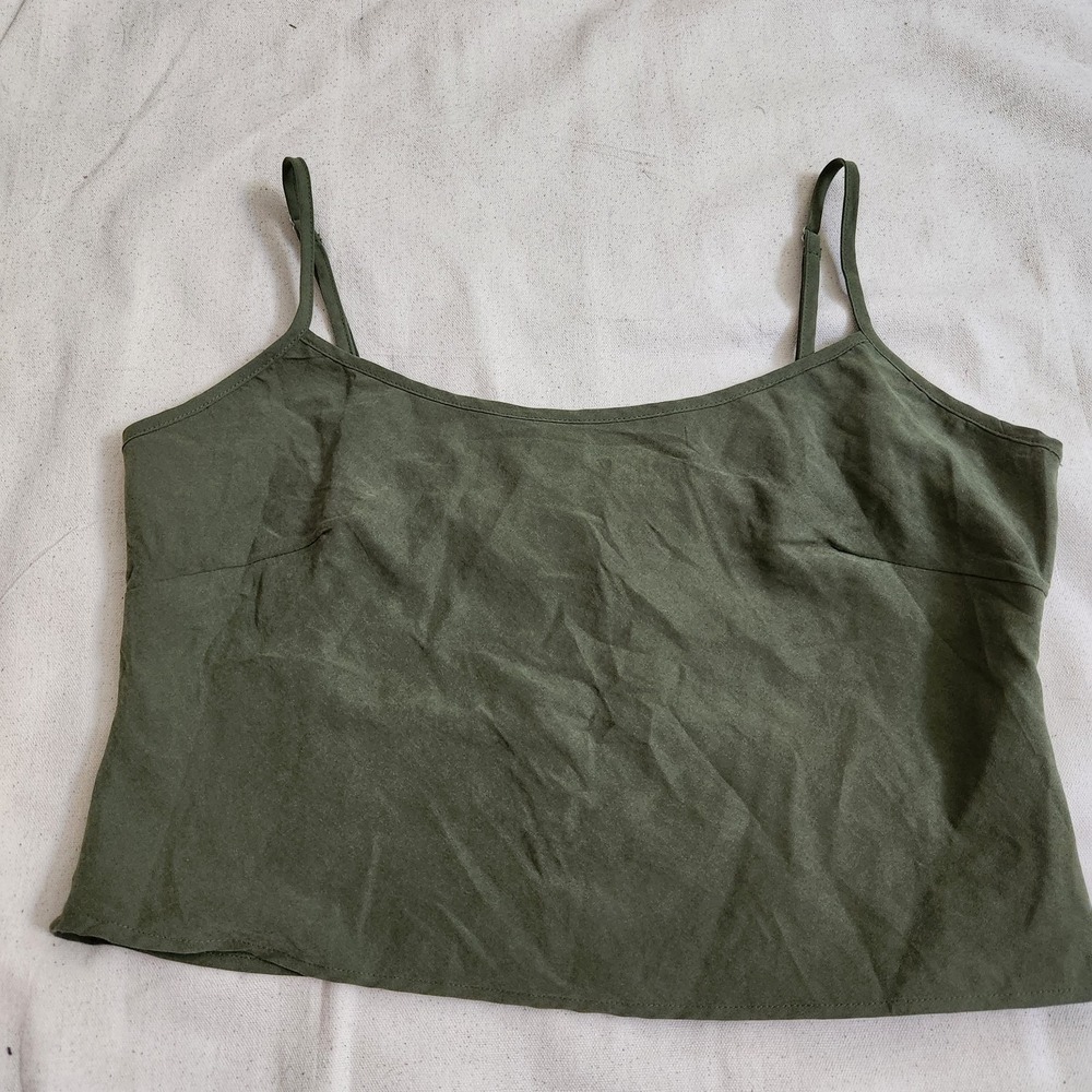 New Princess Polly Khaki Green Cami Crop Top Size 10 Tank Top Boho Beach Summer